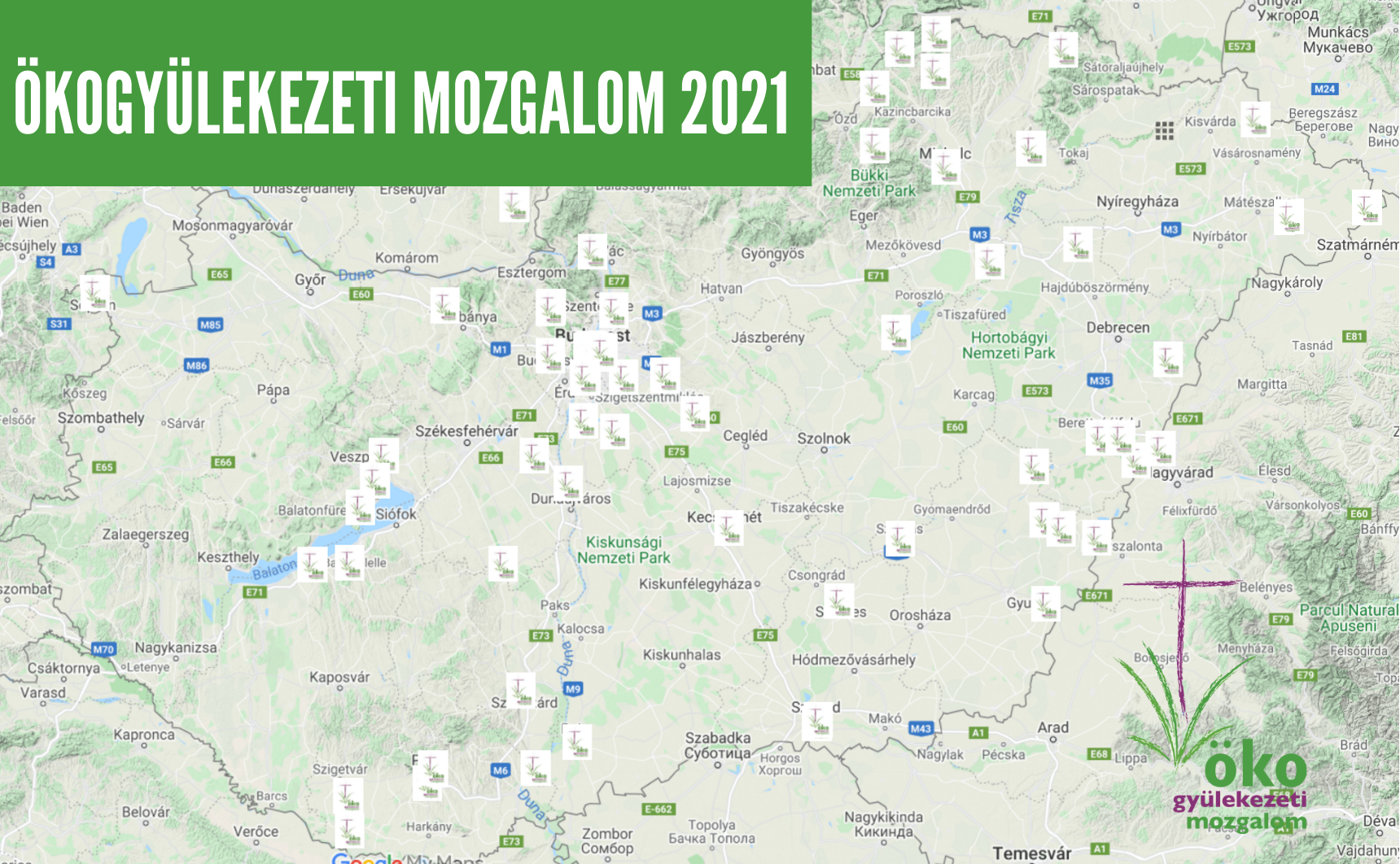 Ökogyülekezetek térképen 2021 logóval